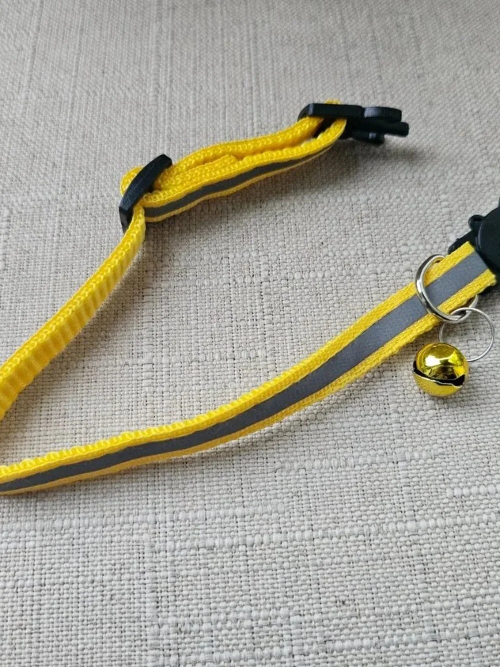 Cat Collar W/ Bell Yellow Nylon Collar Reflective Pet Collar Size Adjustable